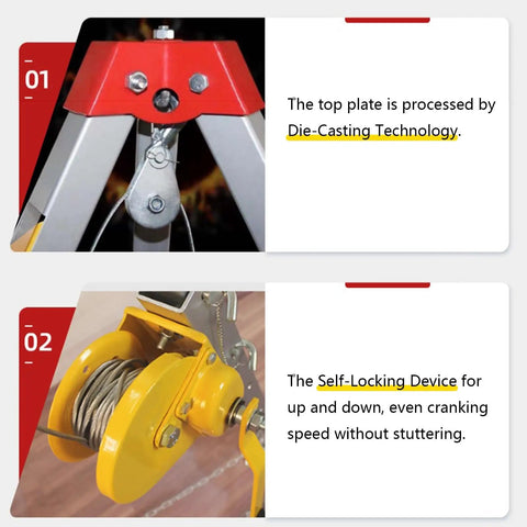 Hardcore Aluminum Confined Space Tripod Kit With Winch For Tight Squeeze Manhole Rescues Includes Fall Arrester Harness Legit Rescue Gear Built Different To Lift Crew Straight Down Sewer Tunnels No Sweat Guaranteed