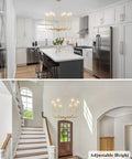 Gold Chandelier Light Fixture With Eight Lights In Modern Farmhouse Style Dope Pendant Ceiling Light in kitchen and entryway