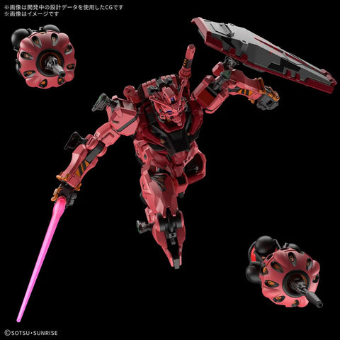 Red Gundam HG 1/144 Model Kit With Dope Color Scheme And Versatile Weapons, Shield Mounts On Arm Or Backpack, Includes Two Bits