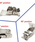 Four Pack Heavy Duty Folding Brackets With Self Locking Adjustable Angles Built Like A Tank To Support Eighty Eight Pounds Rock Solid Steel Build displayed in 0°, 90°, and 180° positions.