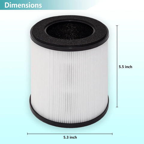 3 In 1 H13 True HEPA Filter Replacement For B-D02L Air Purifiers dimensions 5.5 inches height 5.3 inches width