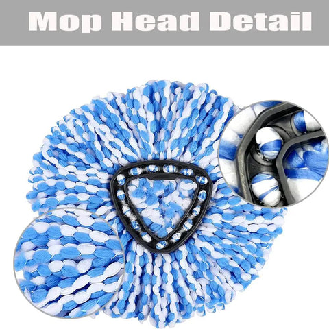 Spin Mop Head Base And Handle Replacement For OCedar EasyWring RinseClean Microfiber Spin Mop 2 Tank System Replacement Kit For Durable Clean Floors And Easy Wet Mopping. blue microfiber mop head detail