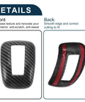 Front and back view of Mitsubishi Outlander Gear Shift Knob Button Cover Carbon Fiber Black for 2022 2023 2024 models.