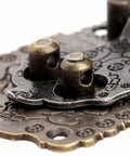 Close-up of intricate design on Two Pack Antique Bronze Cabinet Hinges with Lock Latch Hasps for Vintage Wooden Boxes and Cupboards