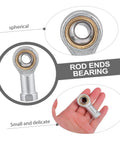 Four Pack Spherical Rod End Bearings With Female Thread For Pneumatic Equipment And Machinery Low Noise High Strength Copper Race And Hardened Steel Ball Durable For Power Tools Packaging Food Machinery Printing, small rod end bearing in hand