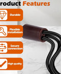 Heavy Duty Dry Splice Wire Connector Crimp Sleeve 600V Rating Perfect For Secure Electrical Circuit Splices Low Voltage High Voltage Applications Includes 50 Pack With Pre Filled Sleeves For Tough Jobs Around The House And Shop, brown copper sleeve with black wires for secure connection