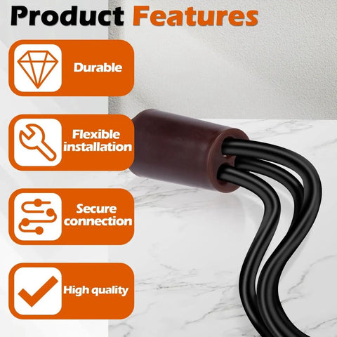 Heavy Duty Dry Splice Wire Connector Crimp Sleeve 600V Rating Perfect For Secure Electrical Circuit Splices Low Voltage High Voltage Applications Includes 50 Pack With Pre Filled Sleeves For Tough Jobs Around The House And Shop, brown copper sleeve with black wires for secure connection