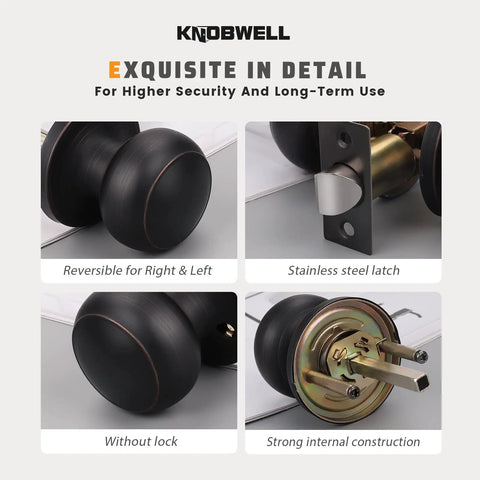 Oil Rubbed Bronze Indoor Door Knobs 2 Pack Non Locking Passage Door Knob Set For Hallway And Closet ANSI Grade 3 Certified