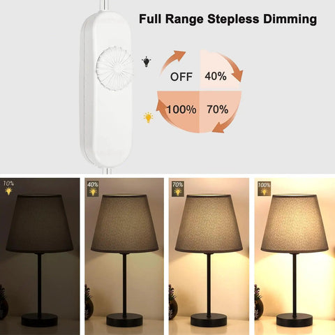 Full Range Inline Dimmer Switch For Dimmable LEDs And Incandescents, rotary lamp dimmer with stepless dimming chart and lamp brightness levels