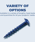 Single Blue-Kote Pocket-Hole Screw 1-1/4 Inch Coarse Thread Maxi-Loc Flat Bottom Head Weather Resistant for Outdoor DIY Projects