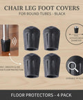 PP Chair Leg Floor Protectors For Round Tubes 0.5 To 0.63 Inch Diameter 4 Pack Furniture Glides display with features