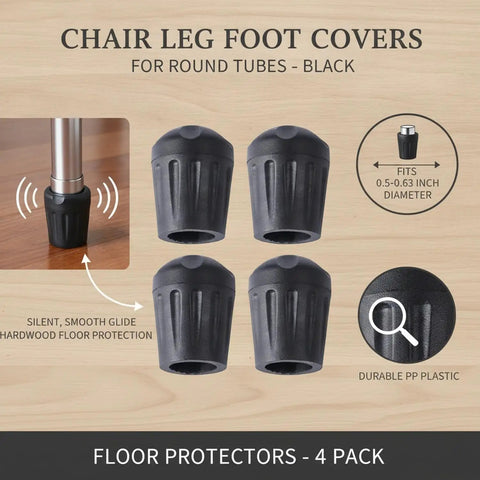 PP Chair Leg Floor Protectors For Round Tubes 0.5 To 0.63 Inch Diameter 4 Pack Furniture Glides display with features