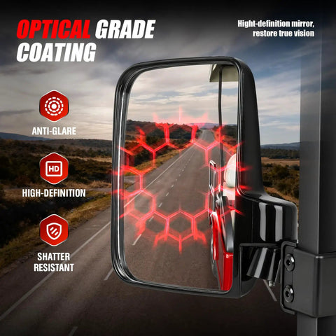Universal Golf Cart Mirrors Offering HD Wide Angle Shatterproof Glass And Totally Legit No Drill Mount For Ezgo Yamaha Club Car rear view mirror with anti-glare coating.