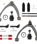 Chevy Silverado Suburban Yukon Sierra Tahoe Escalade Avalanche 12 Piece Front End Suspension Kit With 2 Upper Control Arms 2 Sway Bars 4 Tie Rods 2 Lower Ball Joints And 2 Boots