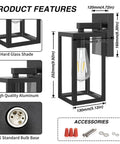 Outdoor Wall Lantern Sconce Light Waterproof Exterior With E26 Base, Anti Rust Matte Black Finish And Clear Glass Shade Porch Lamp he