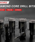 One Quarter Inch Dry Diamond Core Drill Bits 2-Pack Pro Grade Vacuum Brazed Hole Saw For Tile Porcelain Ceramic Marble Granite Brick M14 Thread Angle Grinder Compatible 6mm Shank Heavy Duty Beast Mode Fast Cuts displayed