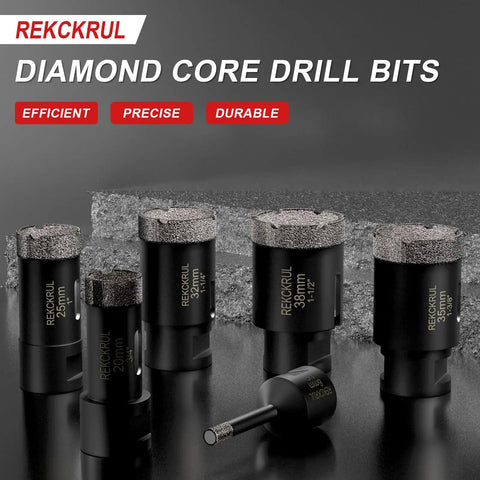 One Quarter Inch Dry Diamond Core Drill Bits 2-Pack Pro Grade Vacuum Brazed Hole Saw For Tile Porcelain Ceramic Marble Granite Brick M14 Thread Angle Grinder Compatible 6mm Shank Heavy Duty Beast Mode Fast Cuts displayed