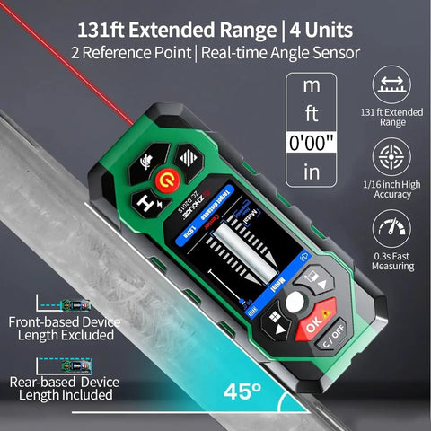 10 In 1 Stud Finder And Wall Scanner With Laser Tape Measure And Digital Level For DIY Renovations, Heavy Duty Wall Scanning, Precise Stud Detection, 131ft Laser Range, And Quick Leveling All In One Handy Tool, angled view