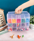 Person holding Three Tier Stackable Storage Box With Dividers 30 Compartments Bead Organizer for arts and crafts