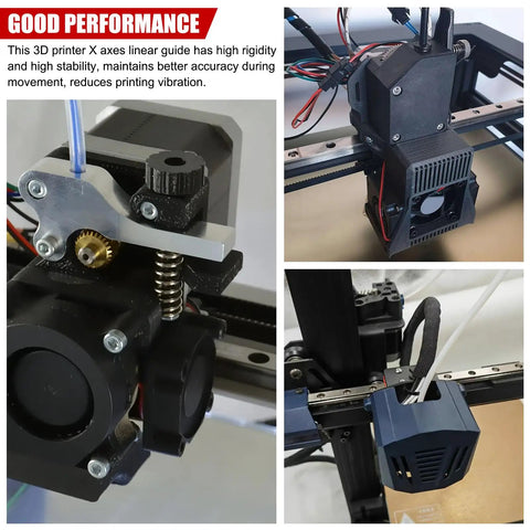 Linear Rail Guide Kit For Neptune 3 MAX And Neptune 4 MAX Upgrade shown on 3D printer, high carbon steel, stable and precise motion.