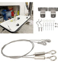 Heavy Duty Adjustable Stainless Steel Hatch Latch Lanyard Cable For RV And Yacht Doors, shown with accessories and installation view.