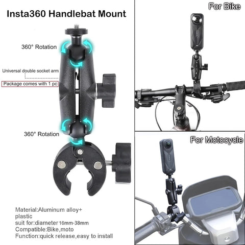 Dope Motorcycle Handlebar Magnetic Mount Kit For Action Cameras With 1/4 Inch Thread 360 Degree Rotating Ball Head Clamp for bikes