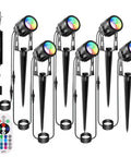 RGB Color Changing Outdoor Landscape Spotlights That Look Lit, 1800 Lumens, 12V Low Voltage, IP65 Waterproof Kit, Remote Included