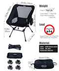 Ultralight Camping Folding Beach Chair with Anti Sinking Large Feet and Back Support Webbing, compact and sturdy design