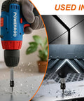 Spot Weld Cutter Drill Bits Set 20-Piece Heavy-Duty HSS Titanium Coated Rotary Weld Remover in use on metal surface