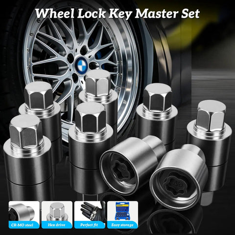 Thinkpro Wheel Lock Removal Kit For BMW Masters Key Solution To Pull Off Locked Wheels On 1 Series 3 Series 5 Series 7 Series X1 X5 M Models, CR-MO steel wheel lock sockets
