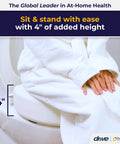 4-Inch Portable Toilet Seat Riser For Seniors With No-Tool Install, person seated on elevated non-skid seat, 4 inches added height