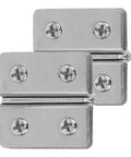 Heavy Duty Double Sided Glass Door Hinges for Cabinets and Display Cases Adjustable Stainless Steel 2 Pack No Drilling Required Quiet Operation