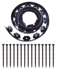 Black Garden Edging Set 16.4 Feet Long With 15 Edging Pieces And 15 Landscape Fixing Spikes Two Inches Tall For Flower Beds Borders