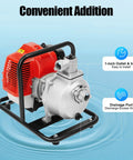 Top Shelf Gas Powered Water Pump With Smooth Quick Pull Start And Serious Flow Power For Backyard Cleanup Pool Draining And Yard Irrigation Includes Free Oil Funnel Filter Kit with 1-inch outlet and inlet.