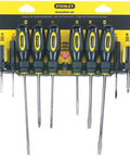 10-Piece Standard Fluted Screwdriver Set With Phillips, Slotted, Stubby And Pocket Drivers displayed in a yellow package