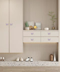 Butterfly Cabinet Knobs Set For Cabinets And Drawers With Single Hole Pulls Enamel Crystal Edge Zinc Alloy Hardware In Purple 6 Pack on beige wardrobe and drawers