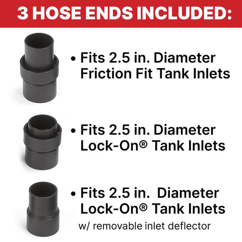 Heavy Duty Vacuum Hose 8 Feet Long By 2.5 Inch Diameter For Standard Or Locking Inlets No Fuss Quick Reach Flexible Vinyl Tube