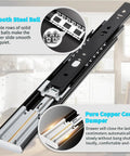 Soft Close Drawer Slides Full Extension Side Mount 12 To 24 Inch Ball Bearing Metal Rails Track Guide Glides Runners Heavy Duty 100 Pound One Pair 22 Inch Durable Quiet Operation Easy Install Fits Most Cabinets shown in kitchen.