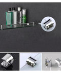 Set Of 50 Heavy Duty Glass Shelf Support Clamps For 6mm And 8mm Glass, chrome zinc alloy brackets securing glass shelf