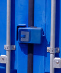Armored High Security Padlock With Anti Drill Cylinder And Heavy Duty Steel Casing on blue storage unit door