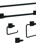 Matte Black Hand Towel Holder Ring for Kitchen or Bath, No Fuss Mount, Corrosion Resistant Finish in modern square design display set