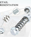 Heavy Duty Exhaust Manifold Bolts Kit With Shock Absorbing Springs For M10X1.5 Exhaust Gaskets, close-up detail view, silver finish