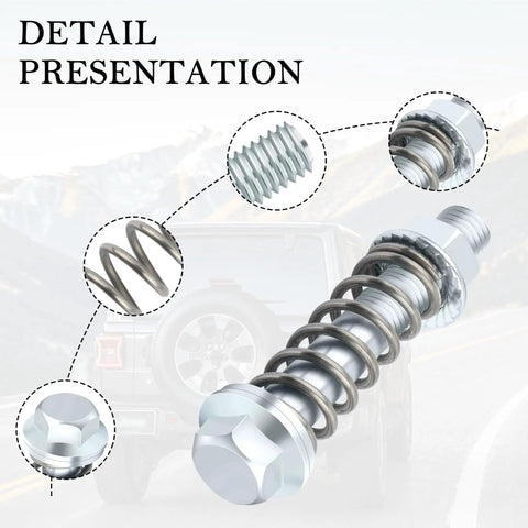 Heavy Duty Exhaust Manifold Bolts Kit With Shock Absorbing Springs For M10X1.5 Exhaust Gaskets, close-up detail view, silver finish