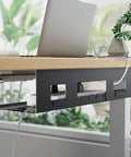 Under Desk Cable Management Tray 31.5 Inch Metal Cord Organizer Rack for power strips and wires installed under desk workspace