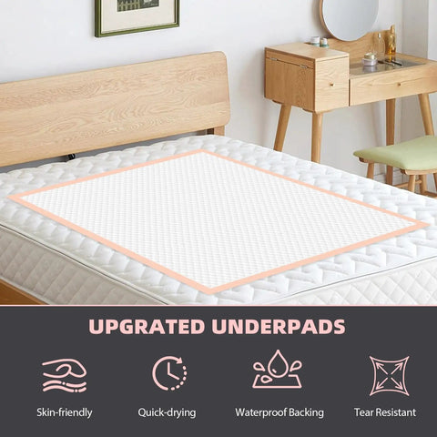 Top Shelf Heavy Duty Disposable Underpads For Adults And Pets, Super Absorbent Bed Pads 40 X 60 Inches on mattress.