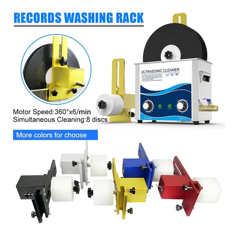 Straight Fire Vinyl Record Washer And Ultrasonic Cleaner With Six Liter Heated Tank Digital Timer and Rotation Bracket for deep wax cleaning setup.