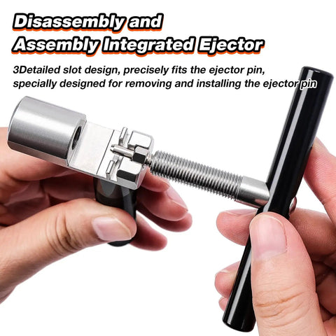 Pro Bike Chain Tool For Six To Twelve Speed Chains, Chain Breaker With Storage Base, shown in disassembly position.