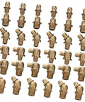 Assortment of copper grease fittings with straight and 45-degree nipples from the Copper Grease Fitting Assortment Kit
