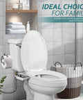 Must Have Non Electric Cold Water Bidet Toilet Seat Attachment With Pressure Controls And Retractable Self Cleaning Dual Nozzles For Front And Rear Wash In Black installed on white toilet.