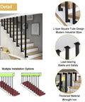 Heavy Duty Wrought Iron Stair Handrail With L Shaped Bracket Rock Solid Galvanized Steel Staircase Railing installed on stairs